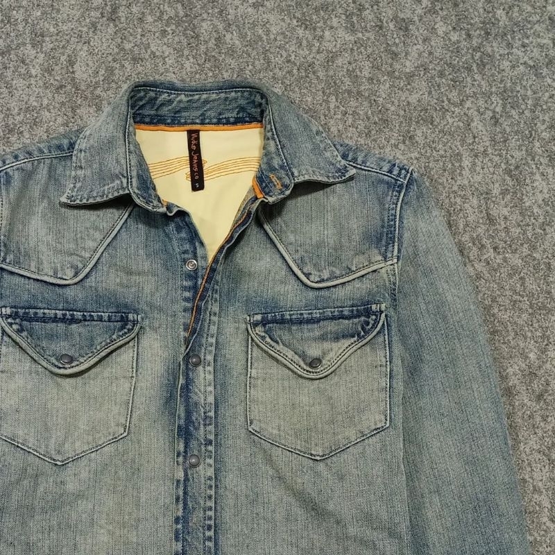 kemeja jaket denim pria lengan panjang NUDIE JEANS size S