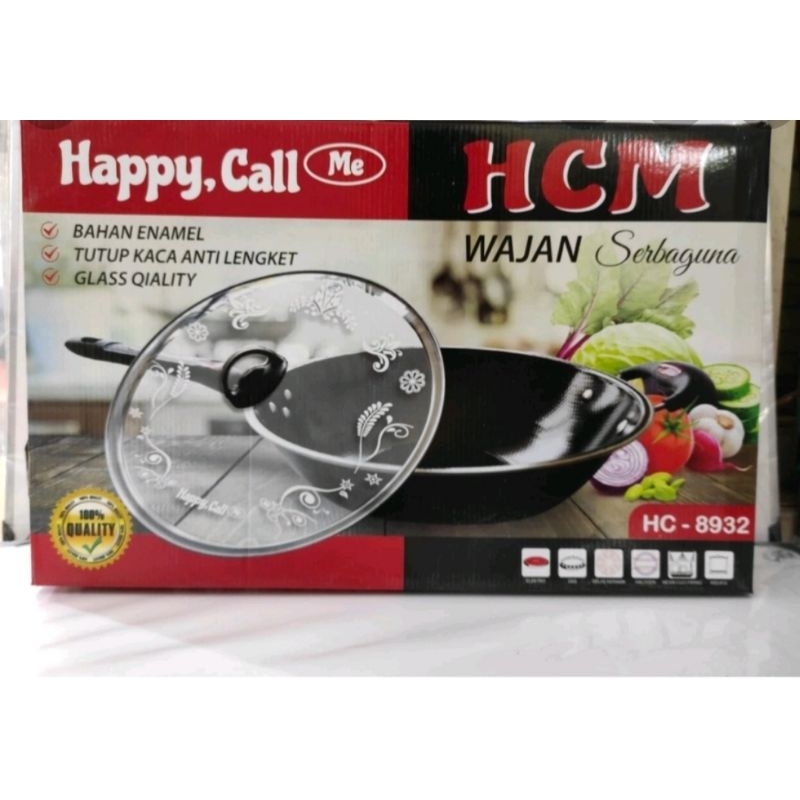Panci Wajan Goreng HCM enamel anti lengket 32 cm