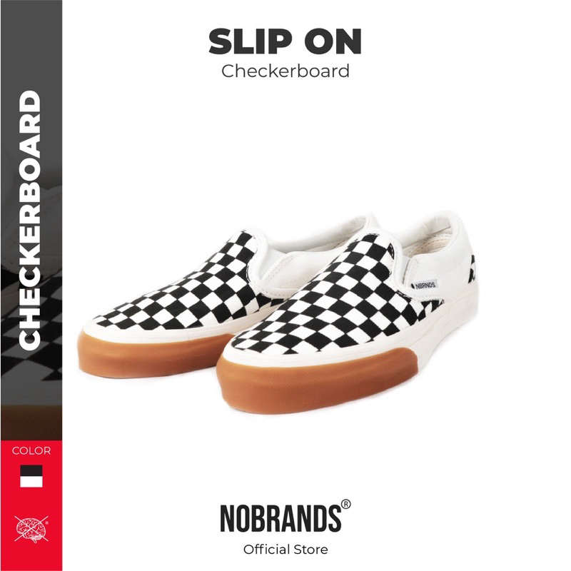 NOBRANDS SELOP SLIP ON CATUR ORIGINAL - Sepatu No Brand Footwear Slip On Checkerboard Black White Gu
