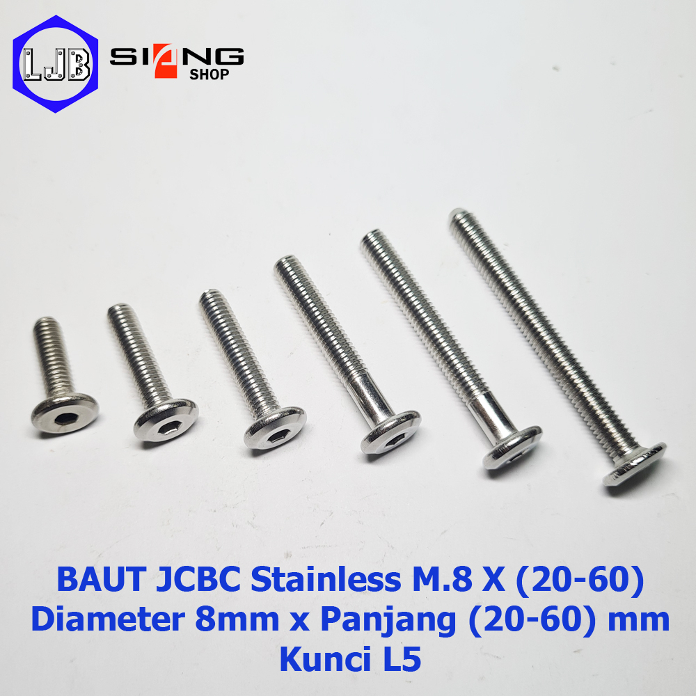 Baut JCBC Stainless M8 Panjang 20 x 60mm (Baut Speaker/Furniture)