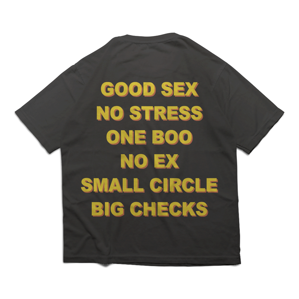 Kaos Tshirt Oversize Good Sex No Stress One Boo No Ex Small Circle Big Checks Black And White - Kuul Indusries