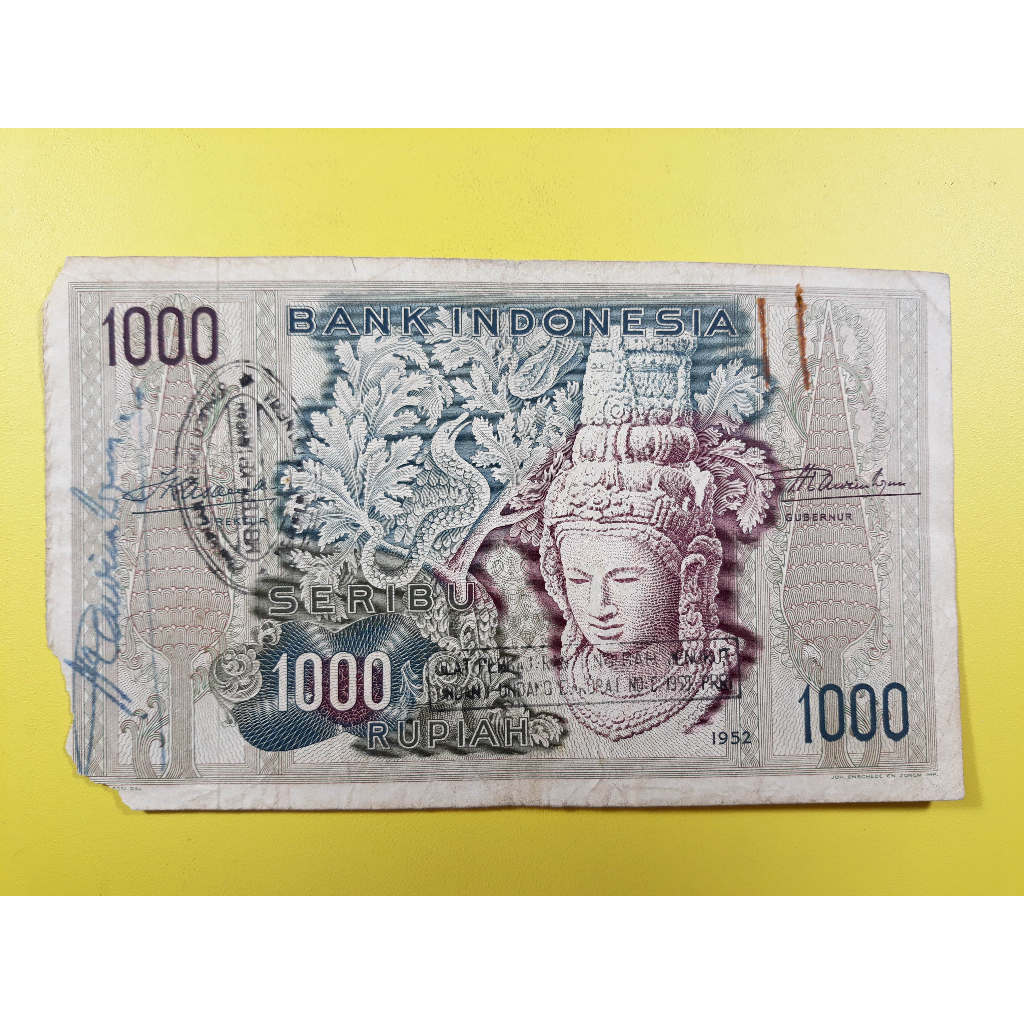 Uang Kuno Indonesia 1000 Rupiah Tahun 1952 G