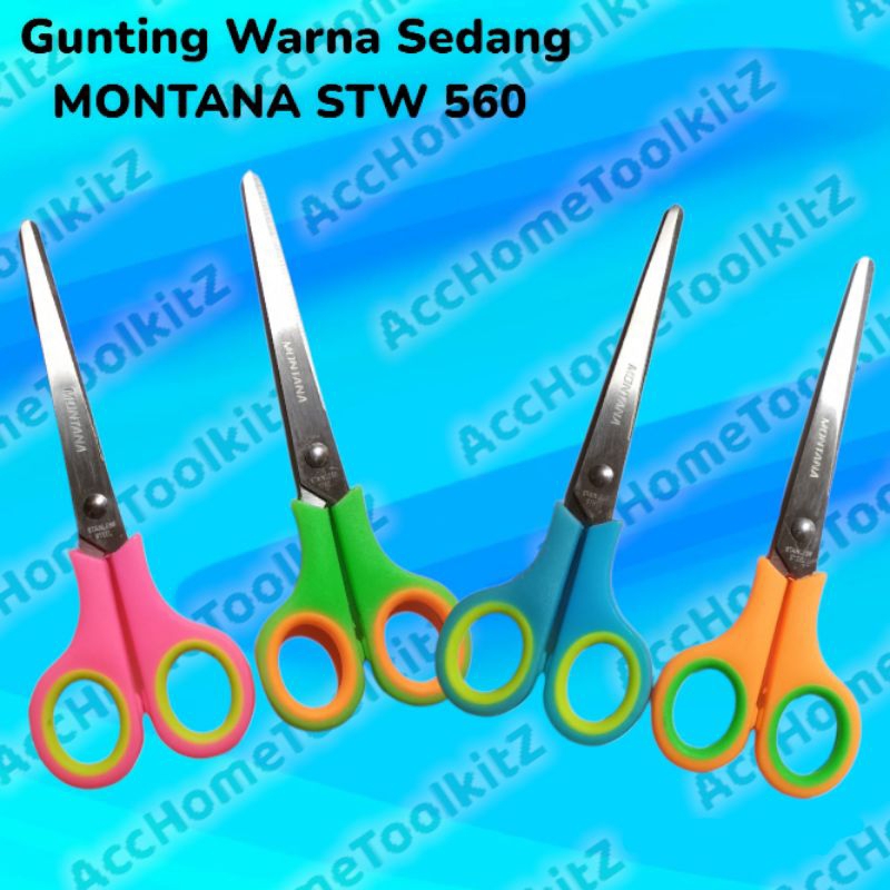 Gunting Kertas Sebaguna Scissors Original Gunting Warna Stainless Steel Renteng 12 pcs Ukuran Sedang / Tanggung STW 560 Rentengan 12pcs