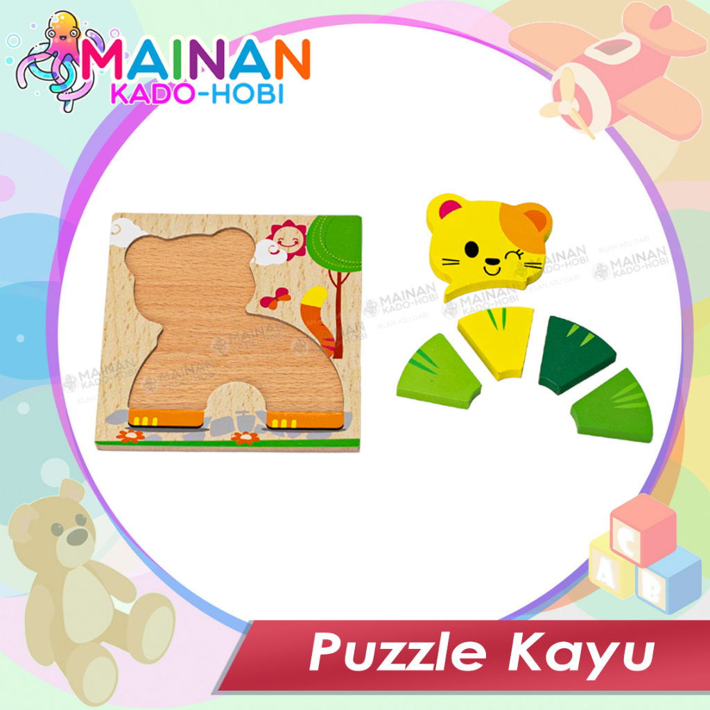 MAINAN ANAK EDUKASI PUZZLE CHUNKY KAYU PREMIUM KARAKTER ANIMAL VEHICLE