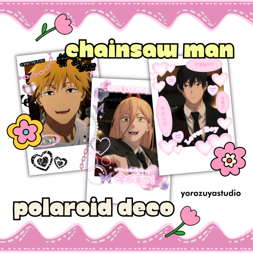 chainsaw man polaroid | polaroid anime | polcos | polaroid deco | anime polaroid | denji | aki