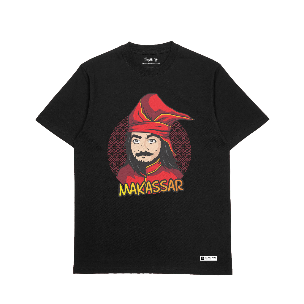 Kaos Makassar Bajiki Sultan Hasanuddin V4 Warna Hitam 100% Katun