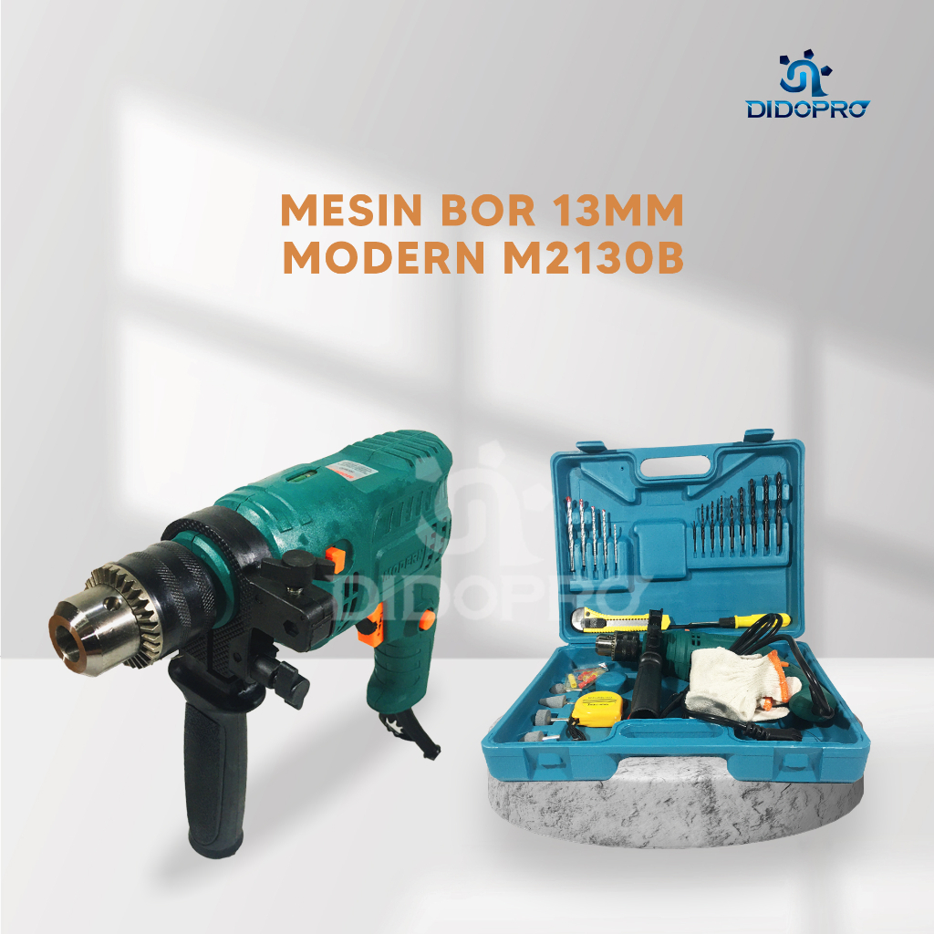 Mesin Bor Tembok Impact Drill Set Modern M2130 13mm Plus Mata Bor