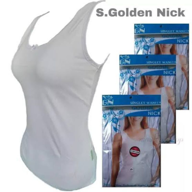 GOLDEN NICK AT 48 - SINGLET WANITA GOLDEN NICK / KAOS DALAM WANITA / SINGLET PUTIH WANITA