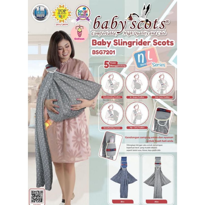 Gendongan Tali Samping Bayi / Slendang Selendang Bayi Baby Scots Slingrider