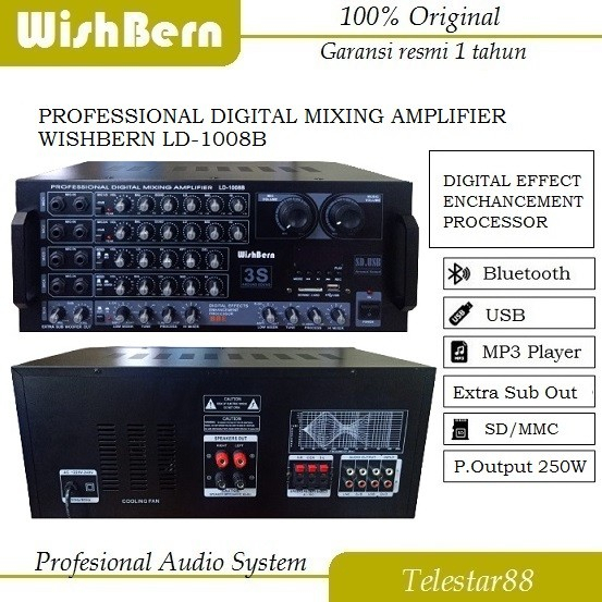 Power Ampli Mixer Wishbern LD-1008B USB Bluetooth