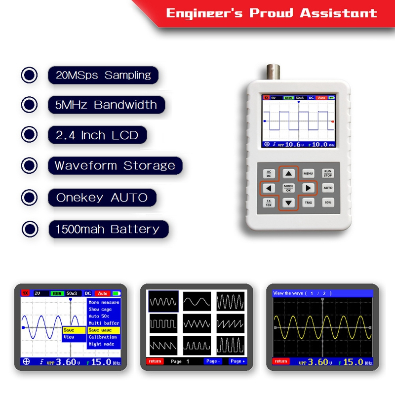 Digital Oscilloscope Handheld Mini Portable 20MSps DSO FNIRSI PRO