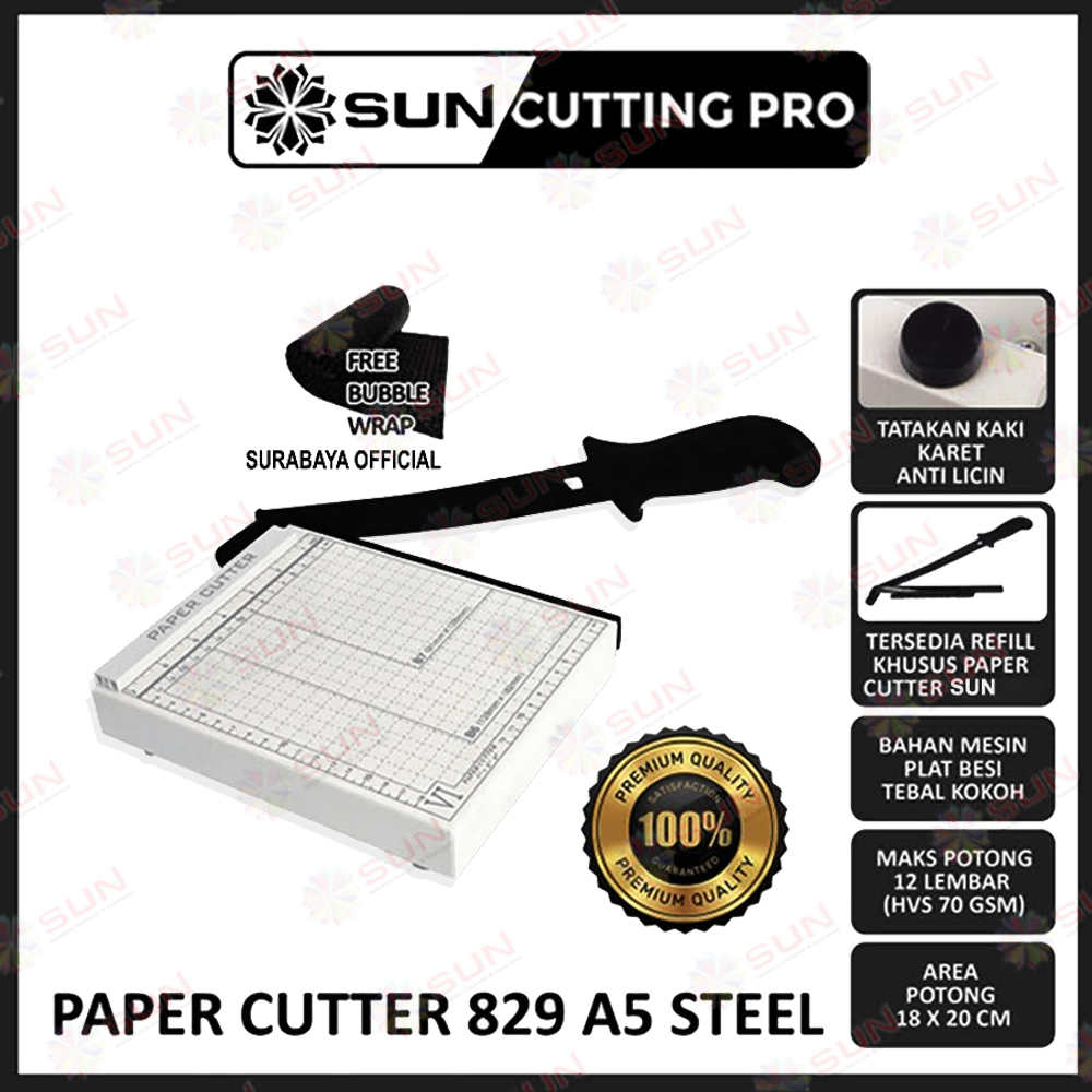 Paper Cutter Mini A5 ( Alat Potong / Mesin Pemotong Kertas HVS, Sticker, Dos, PVC ID Card, Yellow Board, Art Paper, Vinyl. Bontax Camel, Kertas Photo Glossy Silky )