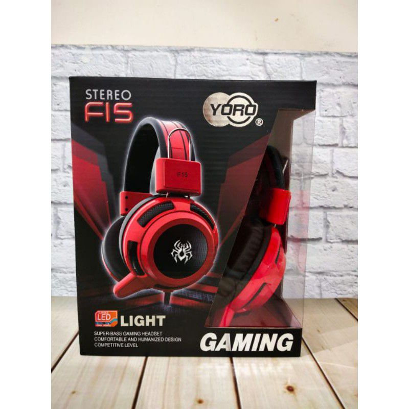 GAMING F15 STEREO SOUND Yoro PUBG Headphone Led Light Gamers Headset Super Bass Earphone Audio Music Gaming Game PROMO SEN