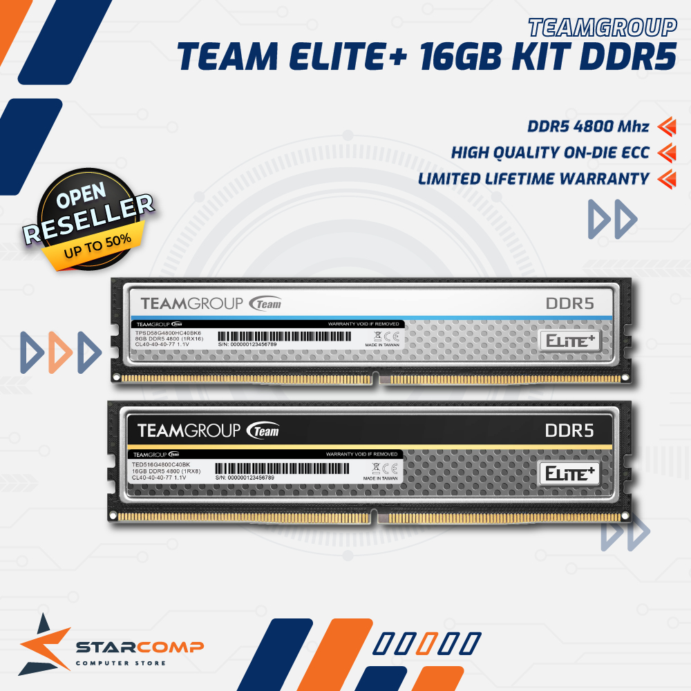 Team Elite PLUS 16GB Kit (2x8GB) DDR5 4800Mhz Longdimm Team Elite+