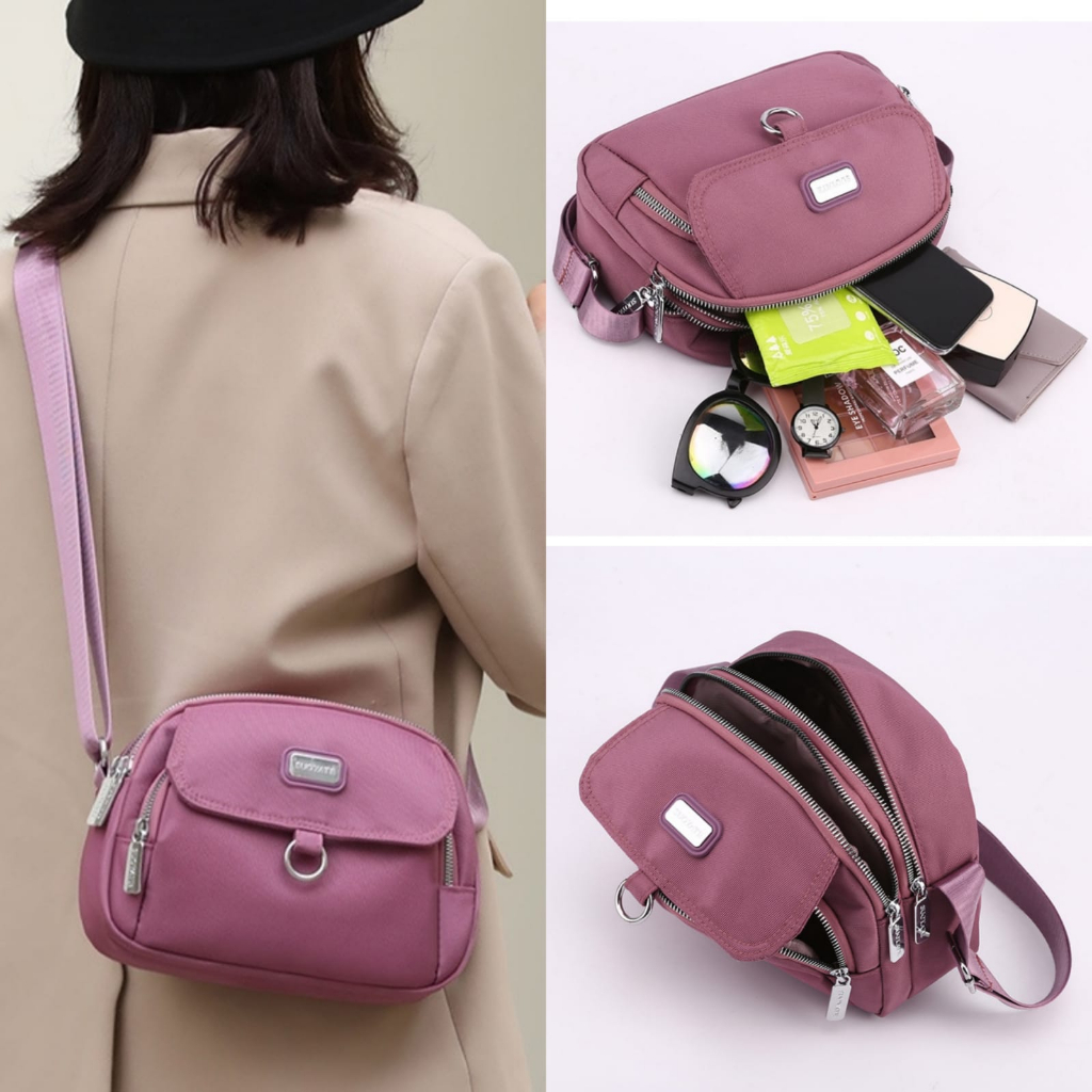 TAS SELEMPANG WANITA SLING BAG KEKINIAN SHOULDER KANVAS IMPORT KOREA TA791P3 CEWEK BRANDED SIMPLE REMAJA FASHION BAHU TERBARU PREMIUM BATAM PRESBY PINK