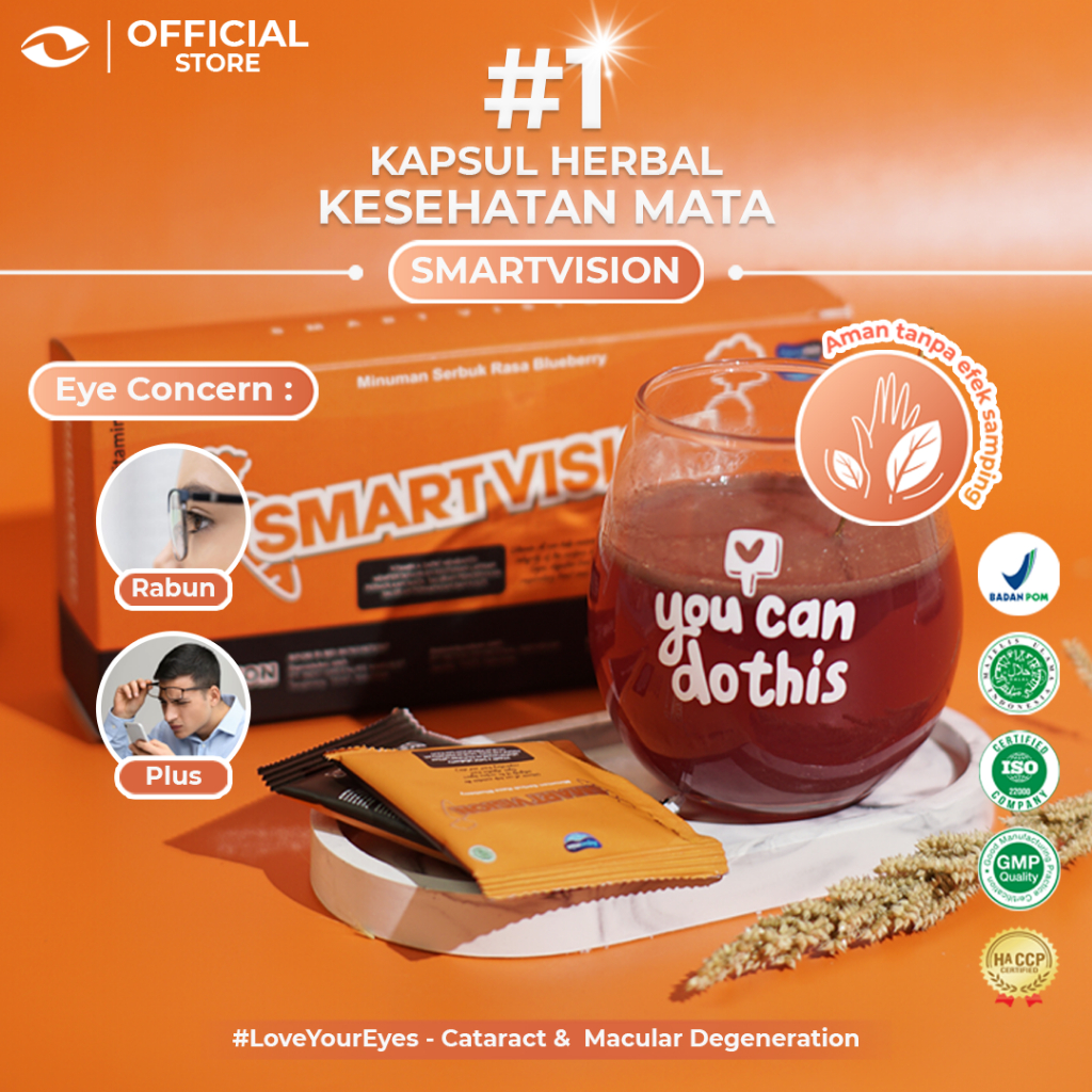 SMART VISION Suplemen Mata Minus, Plus, &amp; Silinder Terbaik - 1 Box Smart Vision Blueberry