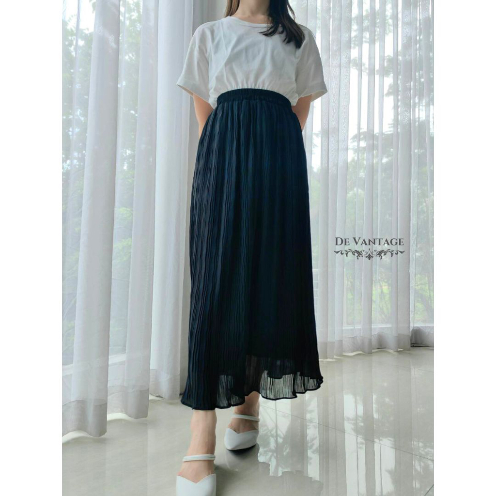 Rok Plisket Panjang / Rok Maxi Polos / Plain Pleated Skirt