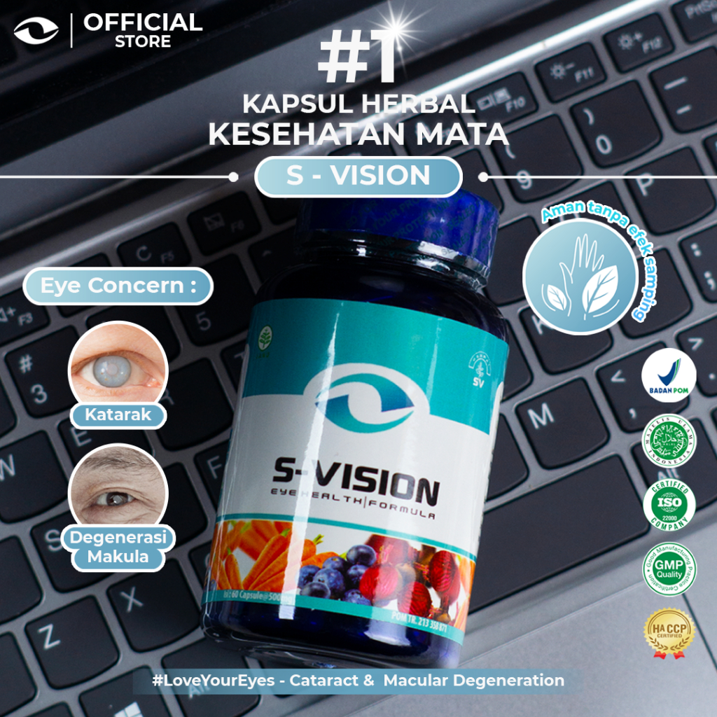 SMART VISION Suplemen Mata Minus, Plus, &amp; Silinder Terbaik - ( 1 Box Smart Vision Blueberry + 1 Botol S-Vision 30 Kapsul + 1 Botol S-Eyetech 30 Kapsul )