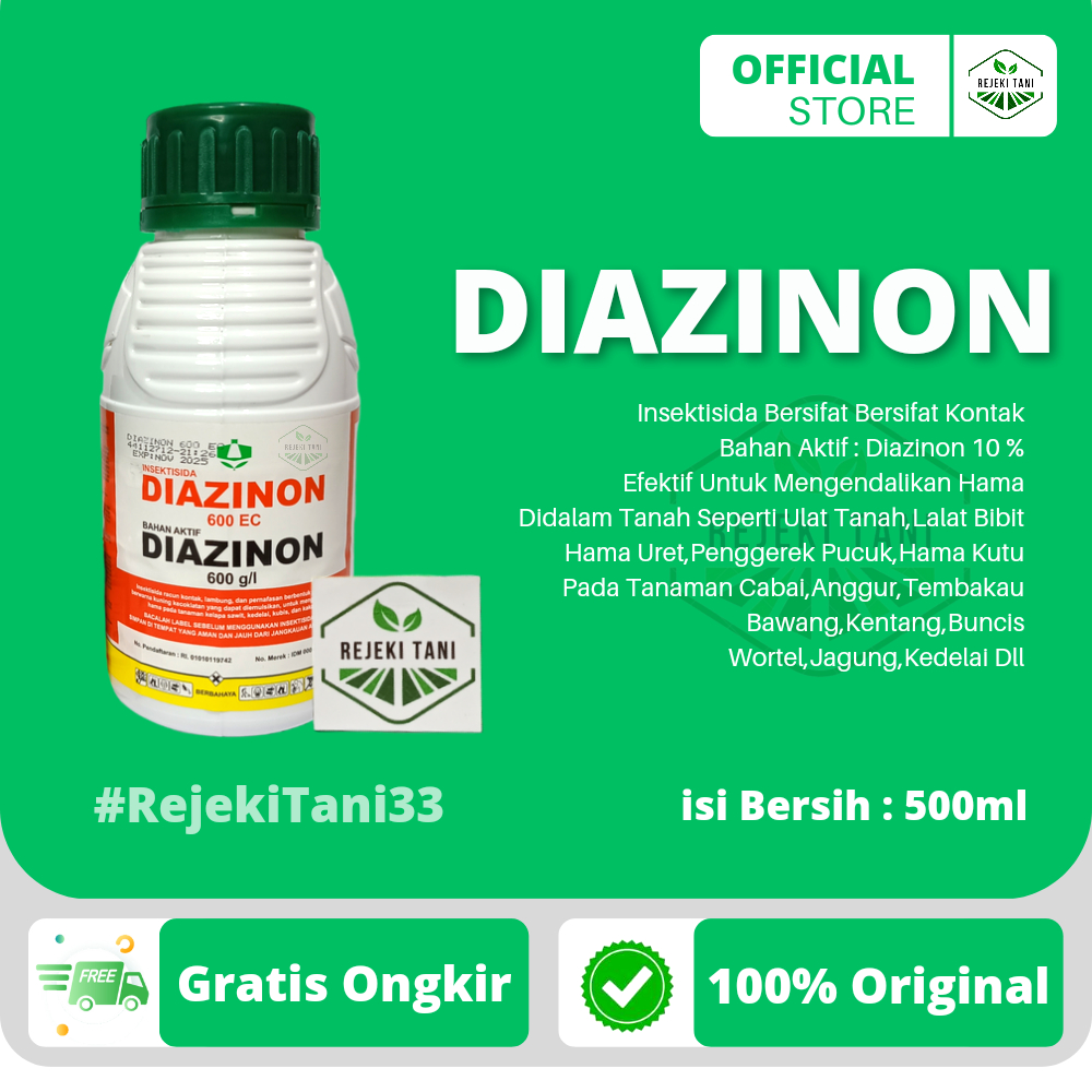 Insektisida DIAZINON 600 EC 500ml Insektisida Jenis Kontak Untuk Mengendalikan di Dalam Tanah Sepert