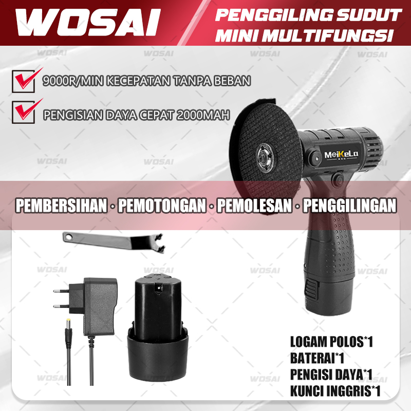WOSAI Gerinda Cordless Gerinda Baterai Gerinda Mini Mesin Gerinda Tangan Gerinda Cas Gerindra Batera
