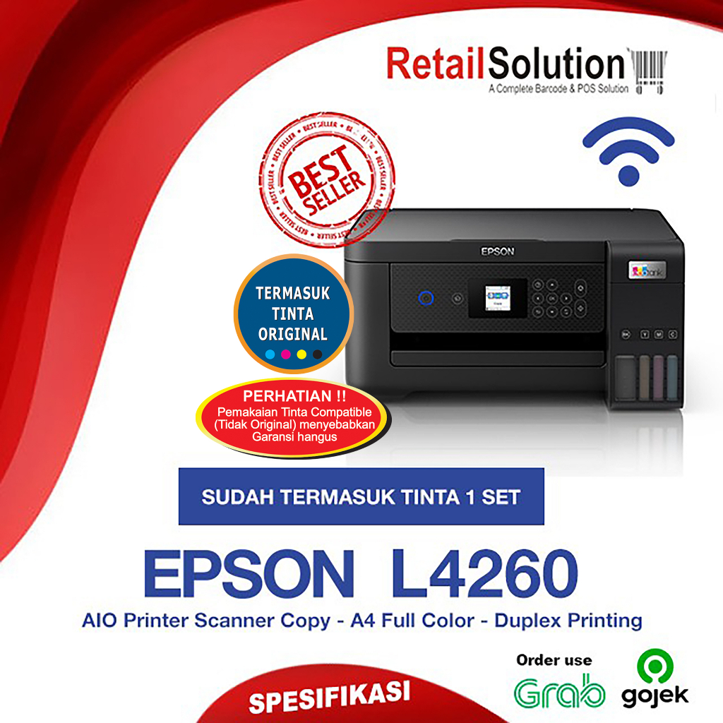 Printer Infus AIO Warna A4 Duplex - Epson L4260 Scanner Copy WiFi