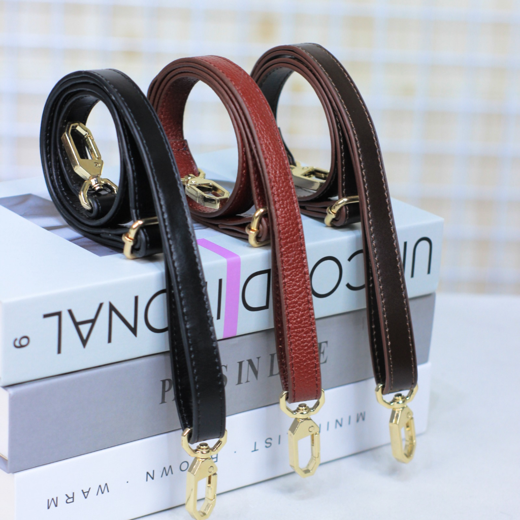 [VALQO] Tali Selempang Kulit Sapi Lebar 1,5 cm 2 Lapis Kulit Long Strap Kulit panjang Tas Slingbag Wanita