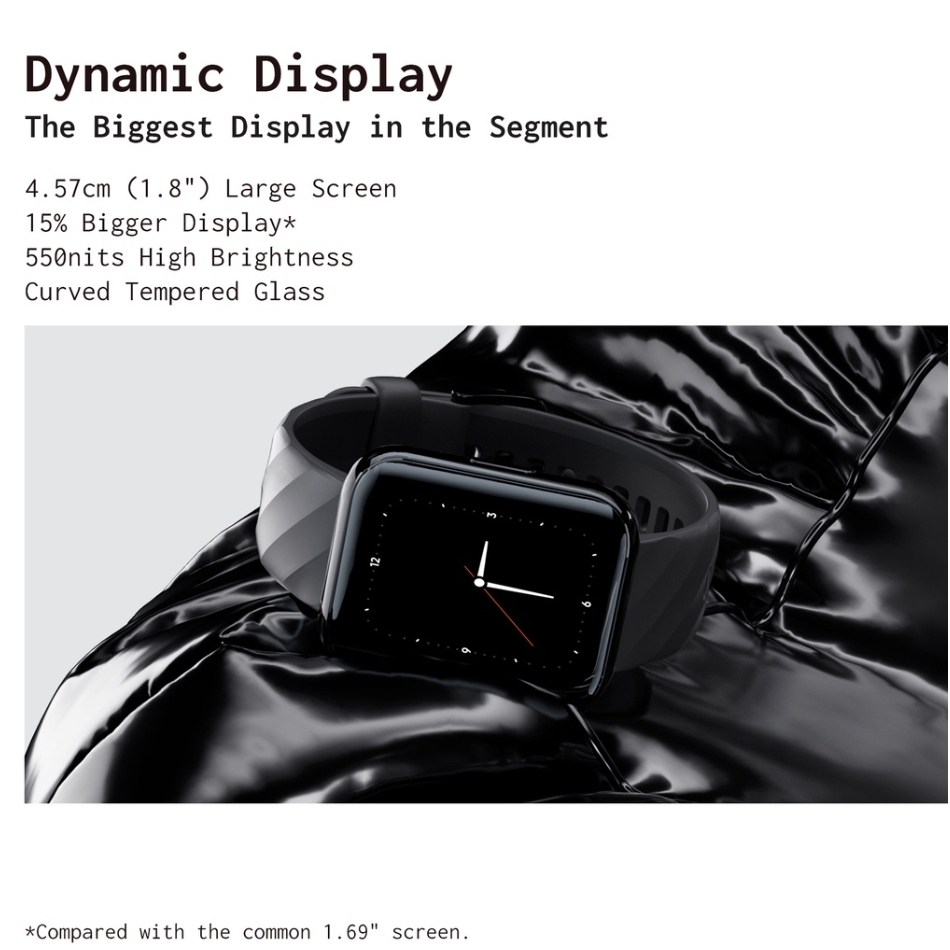 DIZO Watch D 1.8 inch Dynamic display with 550nits brightness (by realme techLife)