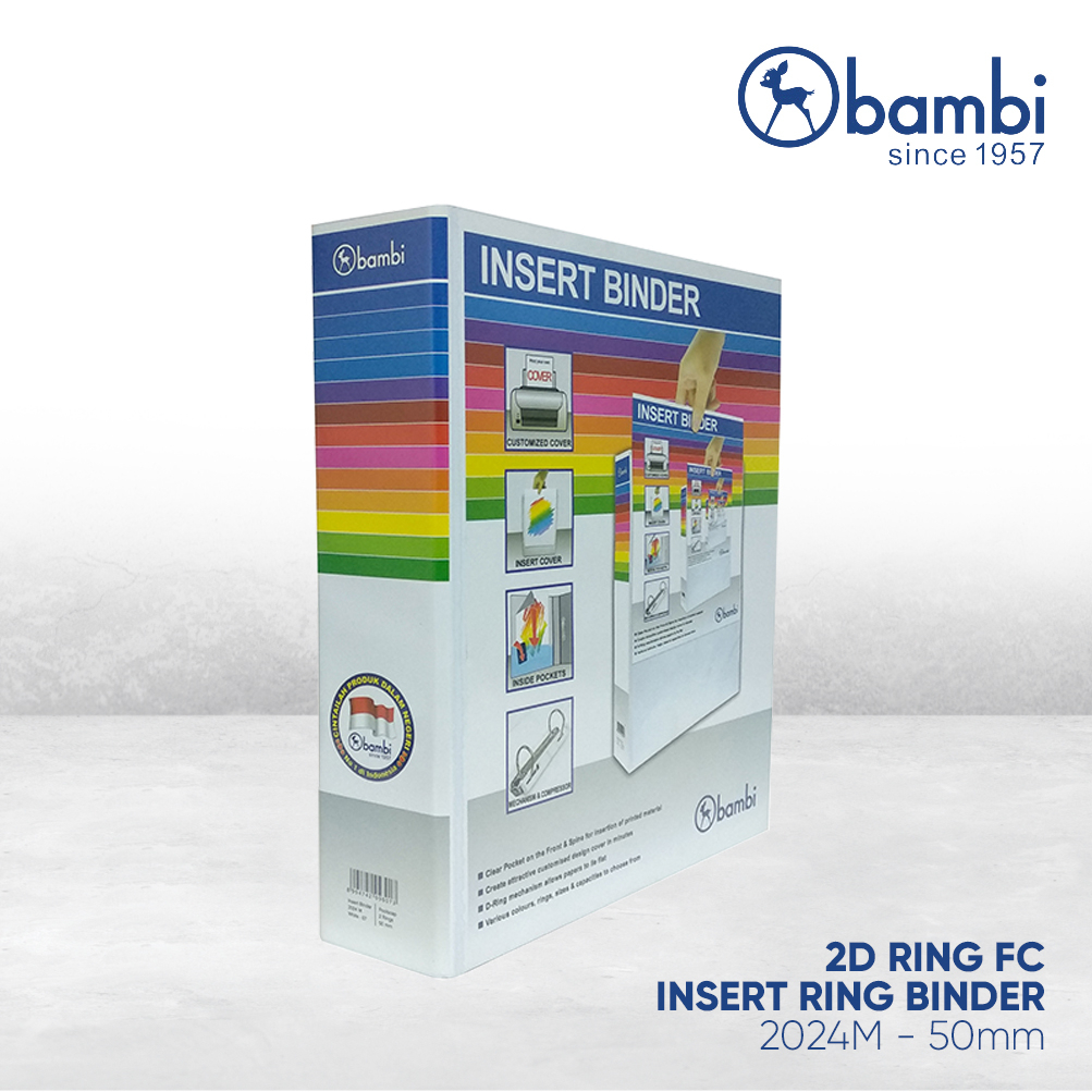 

Bambi Insert Ring Binder Folio 2 Ring Type D All Color Jumbo Size 50 mm Original