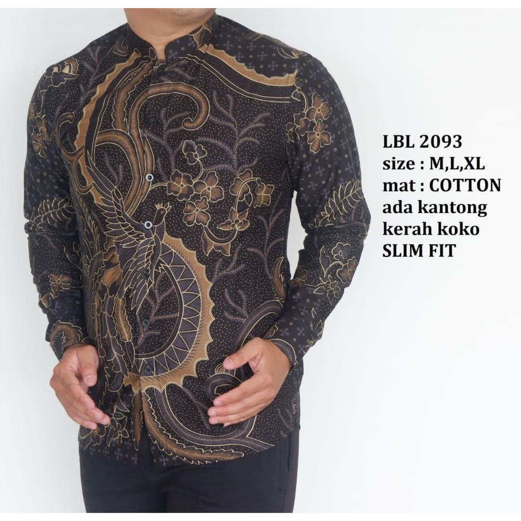 BatikBule Kemeja Batik Slimfit Panjang Motif Casual Warna Hitam &amp; Navy LBL 2093 &amp; 2094