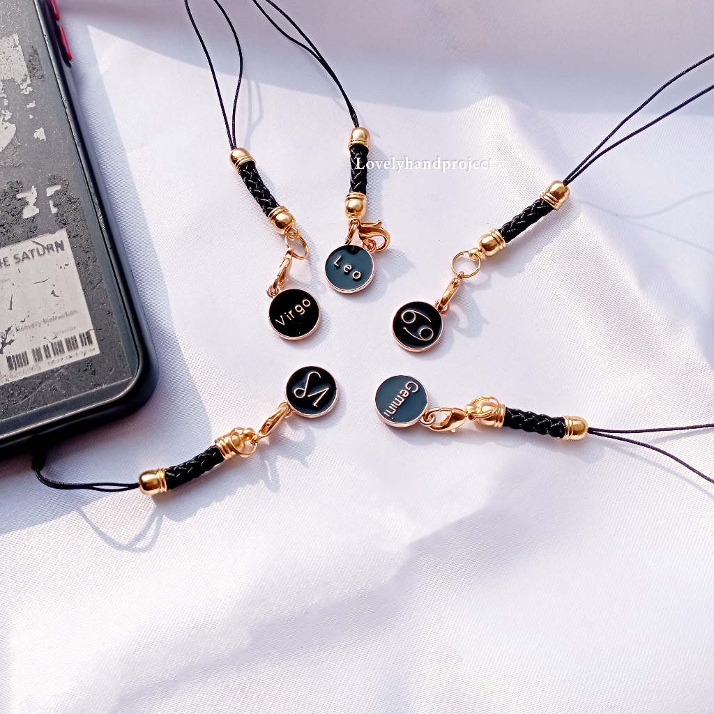 Gantungan HP Zodiak Tali Strap Phone Gantungan Kunci Keychain Desain Rasi Bintang Gemini virgo Lovelyhandproject