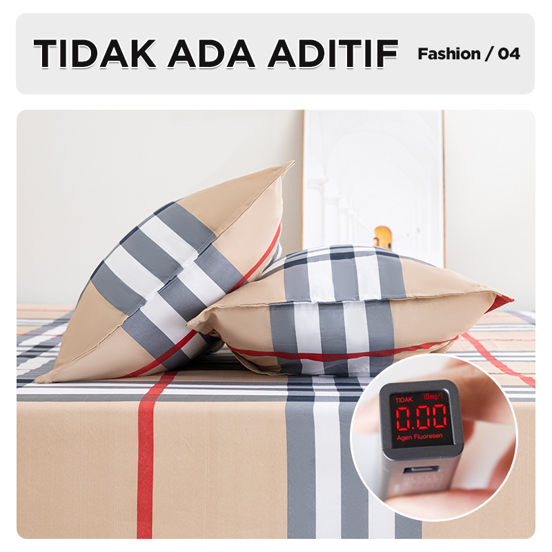 Sprei 120x200 Aesthetic Bahan Katun Halus Seprai Kotak Pink Hijau Orange -  FHS