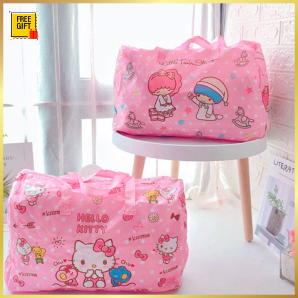 TAS BESAR TRAVEL TRAVELLING WANITA FOLDABLE BAG LIPAT JUMBO MULTIFUNGSI ORGANIZER JINJING KARAKTER