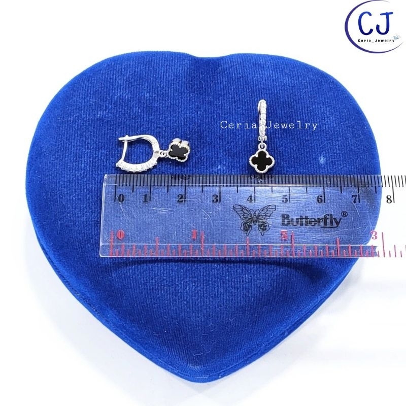 Anting Perak Asli Silver 925 Lapis Emas Putih Model Jepit Van Clef - Perhiasan Perak Asli