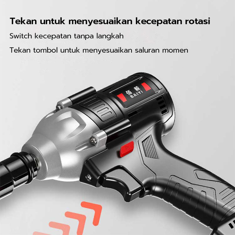 CORDLESS IMPACT WRENCH BRUSHLESS 580N.M impact baterai 3200r/min MESIN BOR UNTUK BAUT MOBIL impact 21v original 1 baterai impek baterai