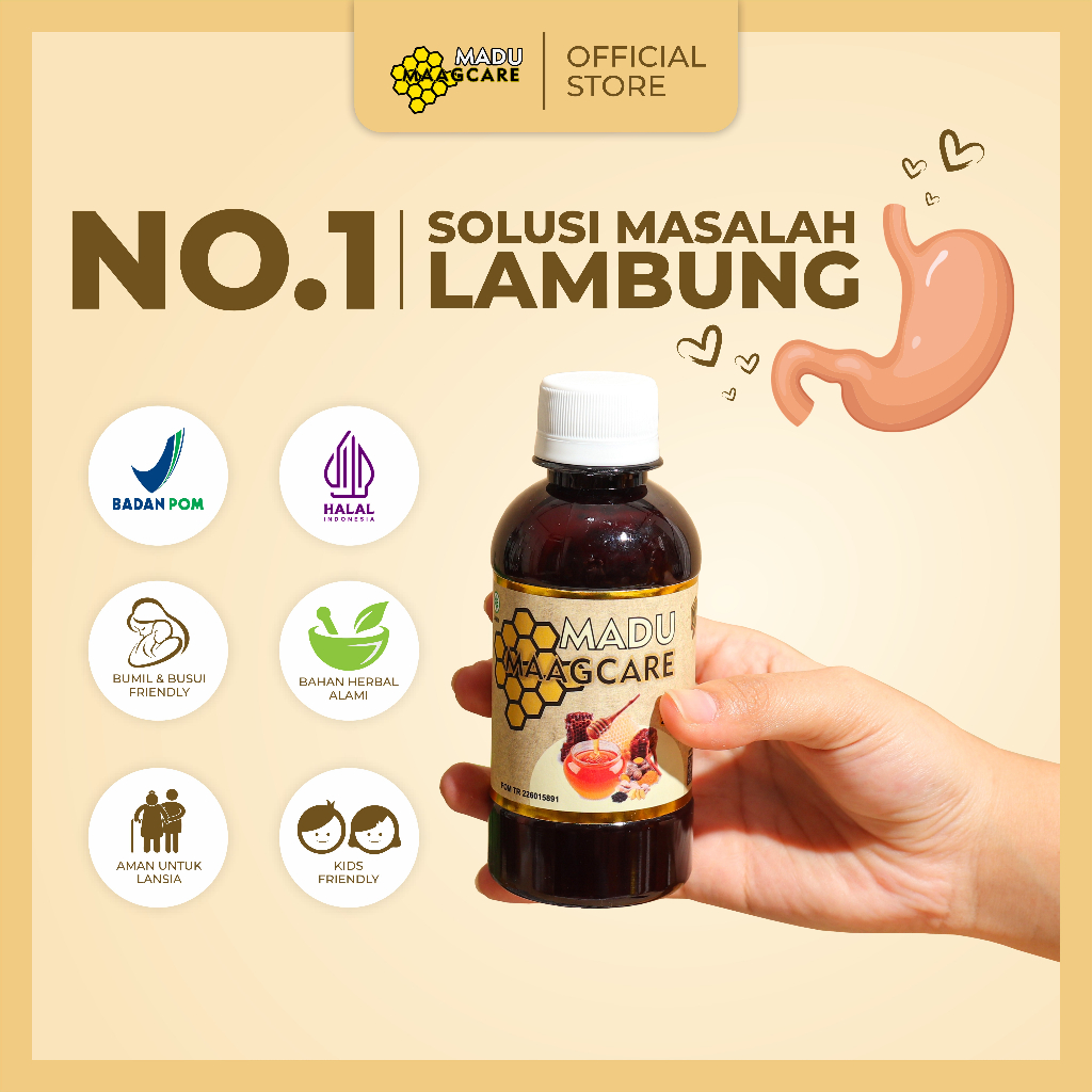 Maagcare Madu Magh Kronis Madu Herbal Lambung Gerd Tukak Lambung Gangguan Pencernaan Cemas Berlebih - BPOM