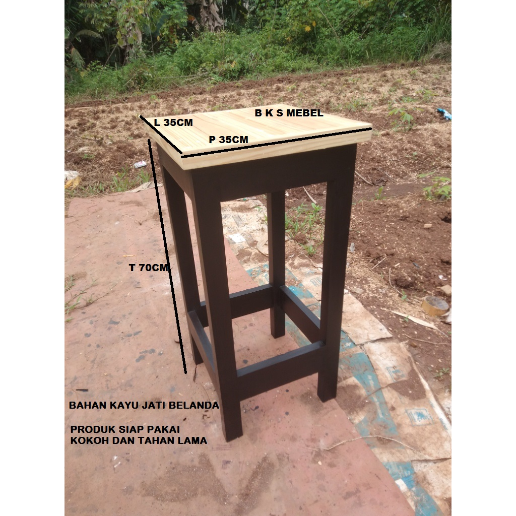 kursi bar kursi tangga kursi kayu jati belanda siap pakai panjang35cm lebar 35cm tinggi 70cm siap pa