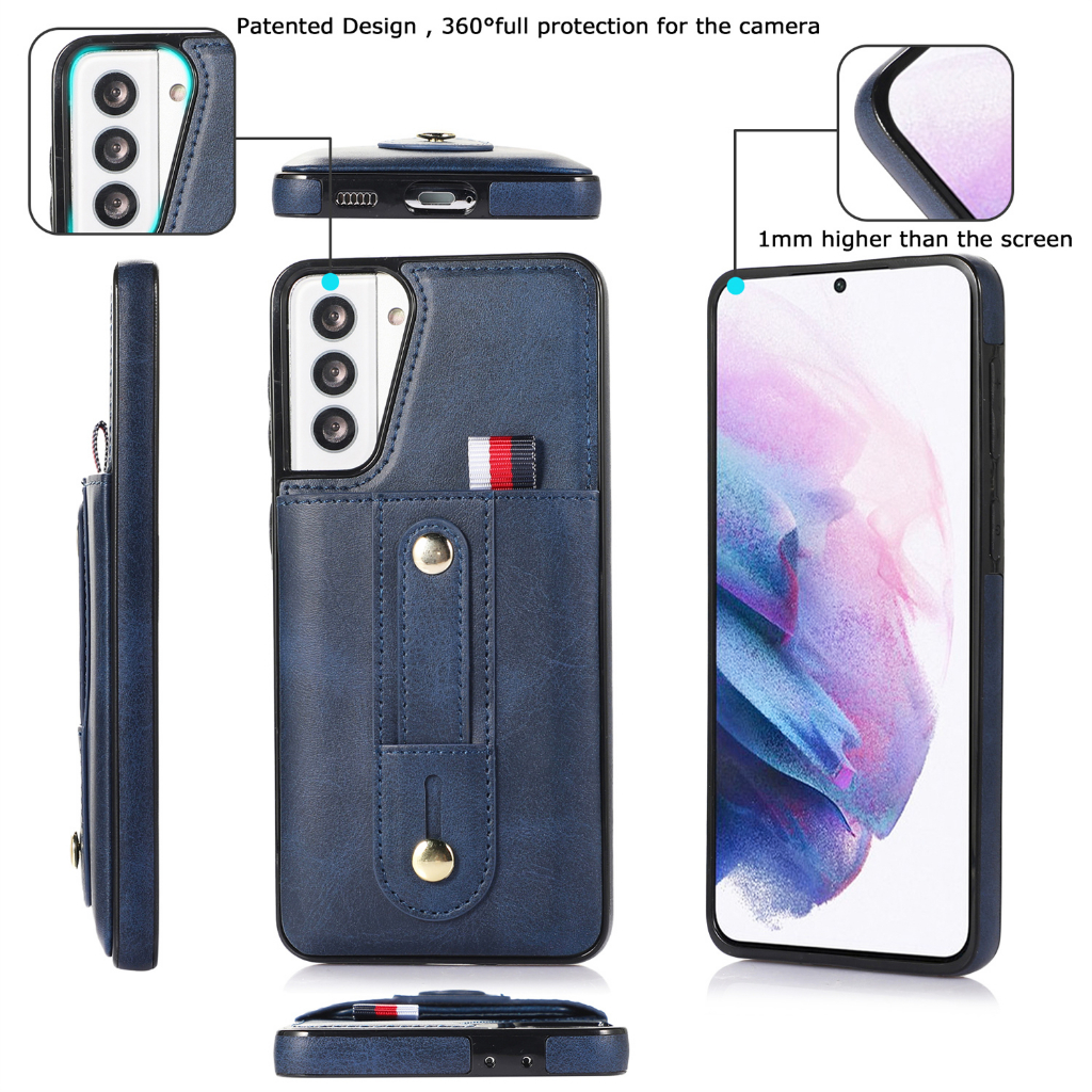 SAMSUNG GALAXY S21, S21 PLUS, S22, S22 PLUS - Blue Wallet Card Slots Holder Soft Case Casing Cover