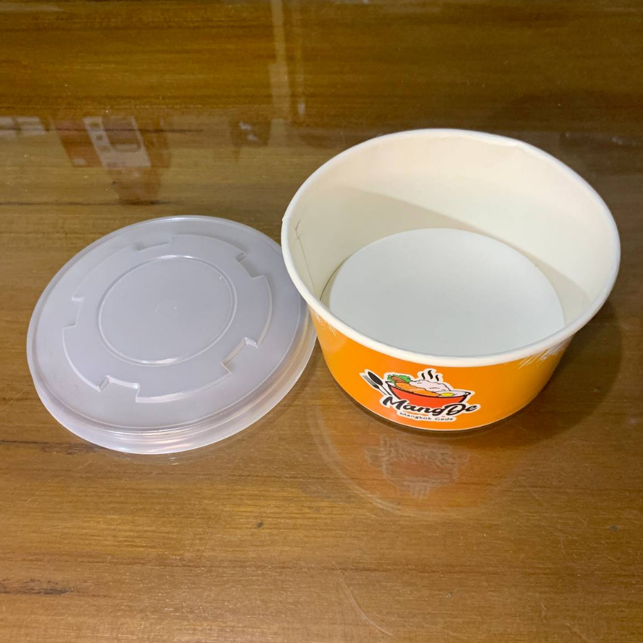 JT - Paper Bowl + Lid 720 mL 24 oz Motif - Mangkok Kertas + Tutup Food Grade / Paper Rice Bowl Mangde Full Sablon