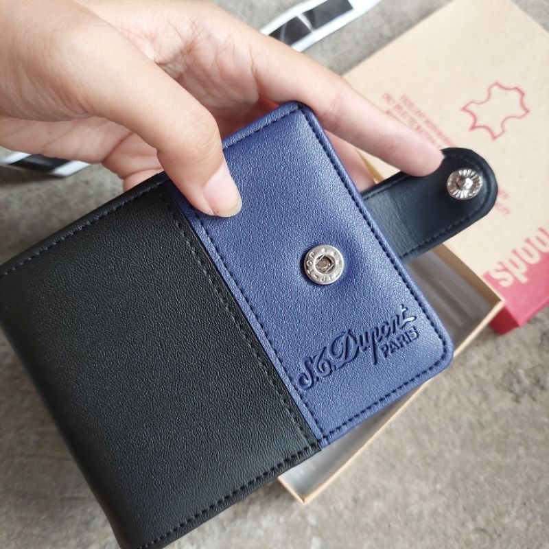 Dompet Pria Model Lipat Kancing Black Navy Pendek