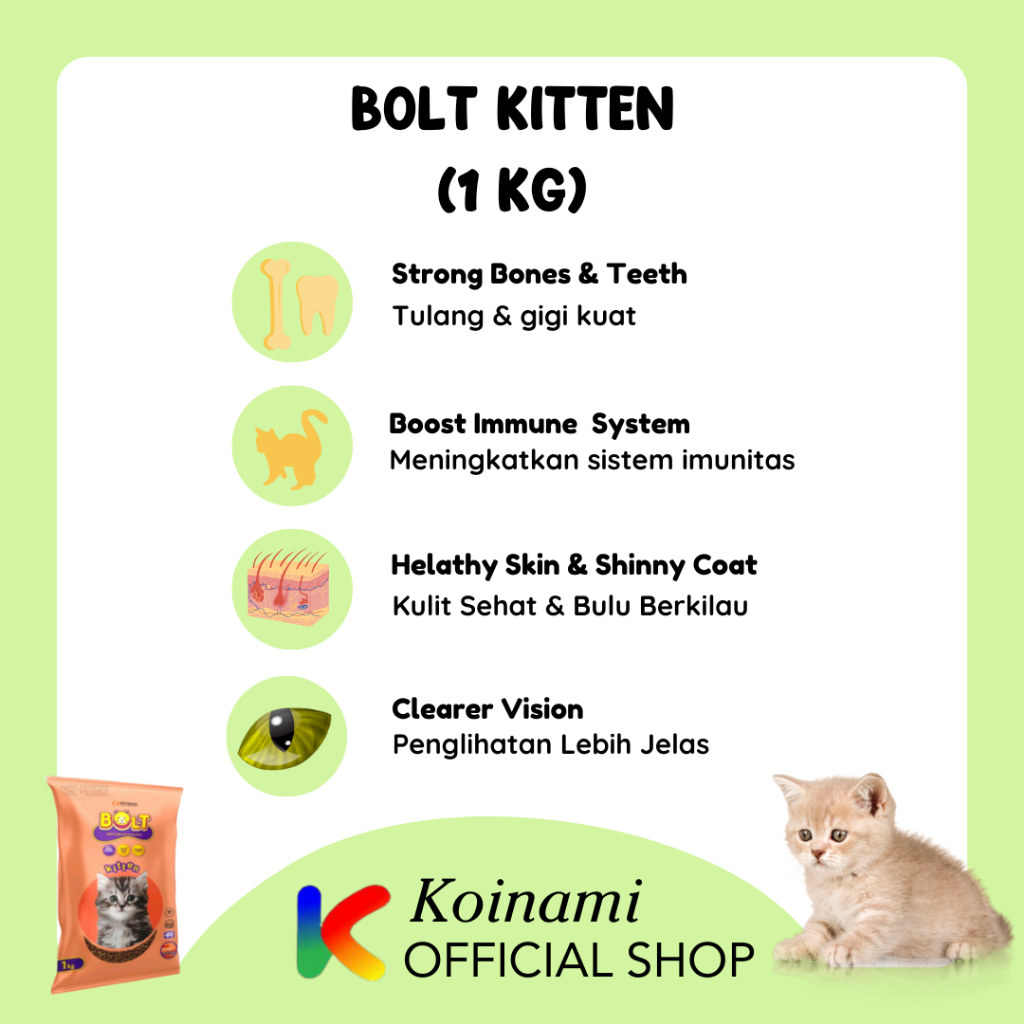 BOLT KITTEN 1kg / cat food / dray food / pakan hewan / makanan kucing / petshop