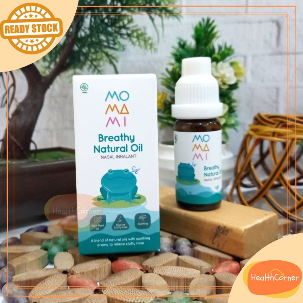 Momami Breathy Natural Oil 10ml - Inhalant Dekongestan Essential - Batuk Pilek Hidung Tesumbat