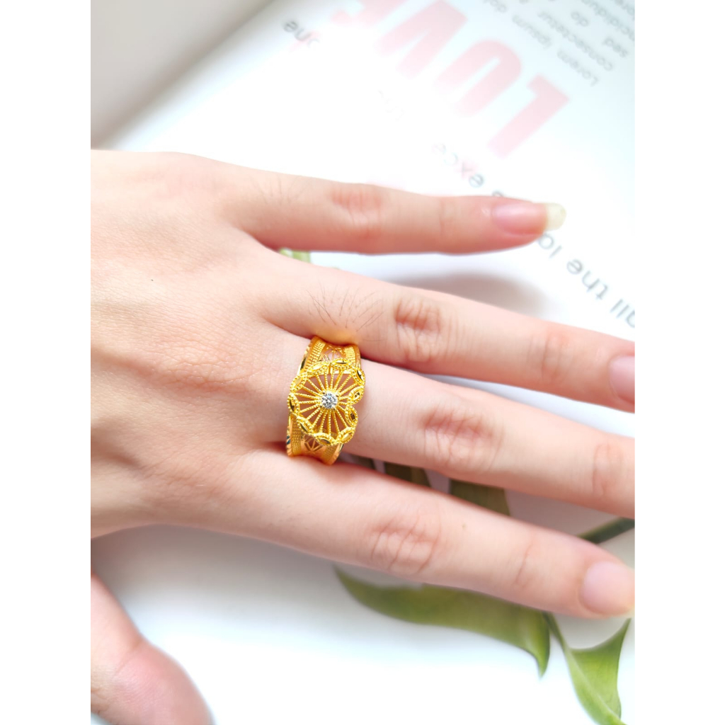 Cincin hati kendari krawang cincin emas asli edelweiss cincin wanita 700
