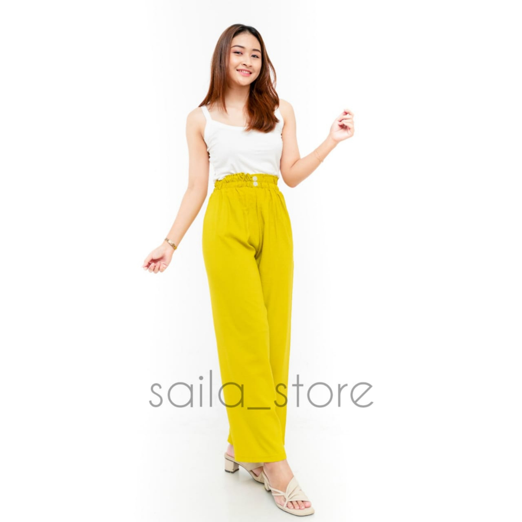 KULOT CRINKLE AIRFLOW Premium 2 Kancing Loose Pants Big Size Celana Panjang Highwaist Wanita Kekinian