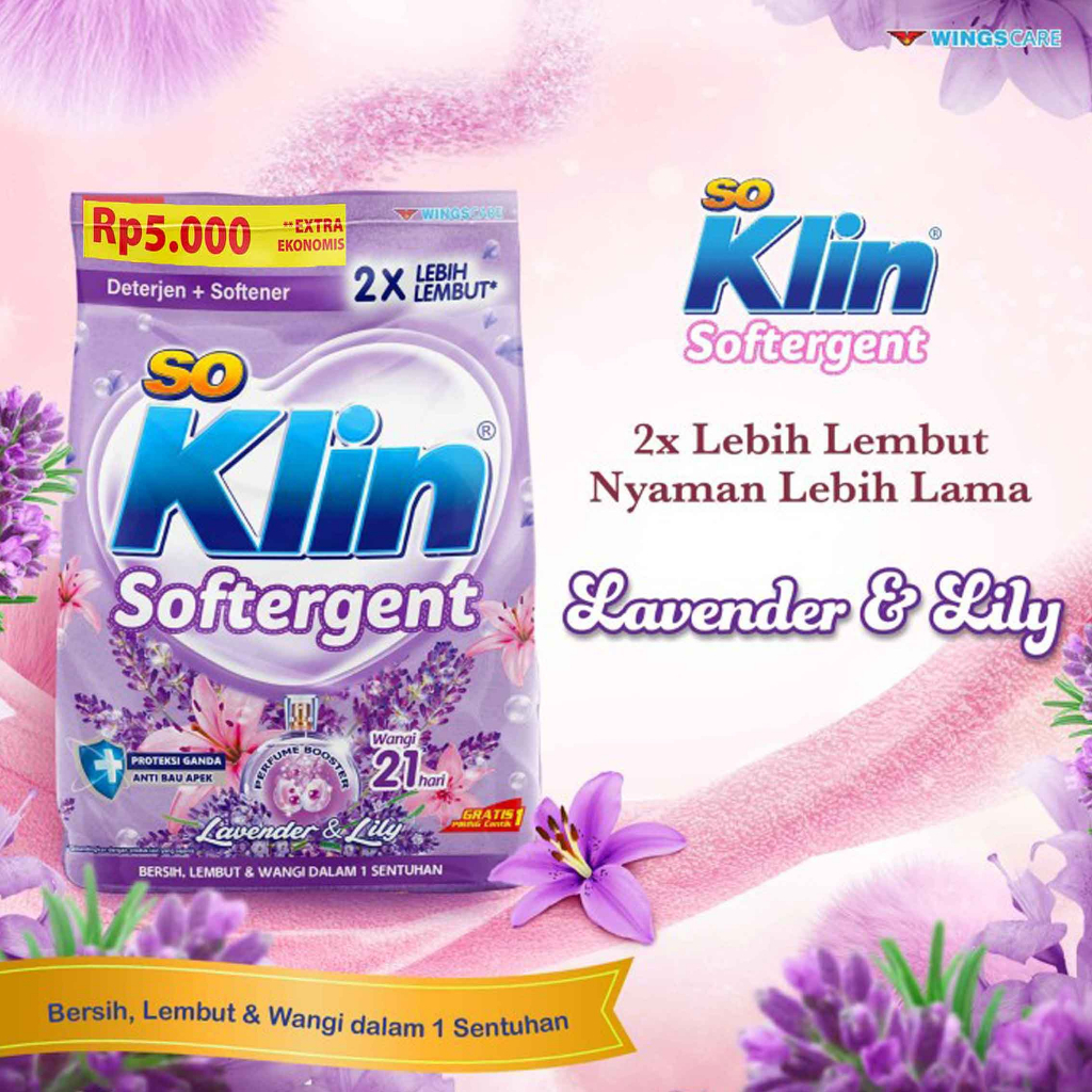 So Klin Softergent/ Deterjen Bubuk/ Lavender &amp; Lily/ 215gr