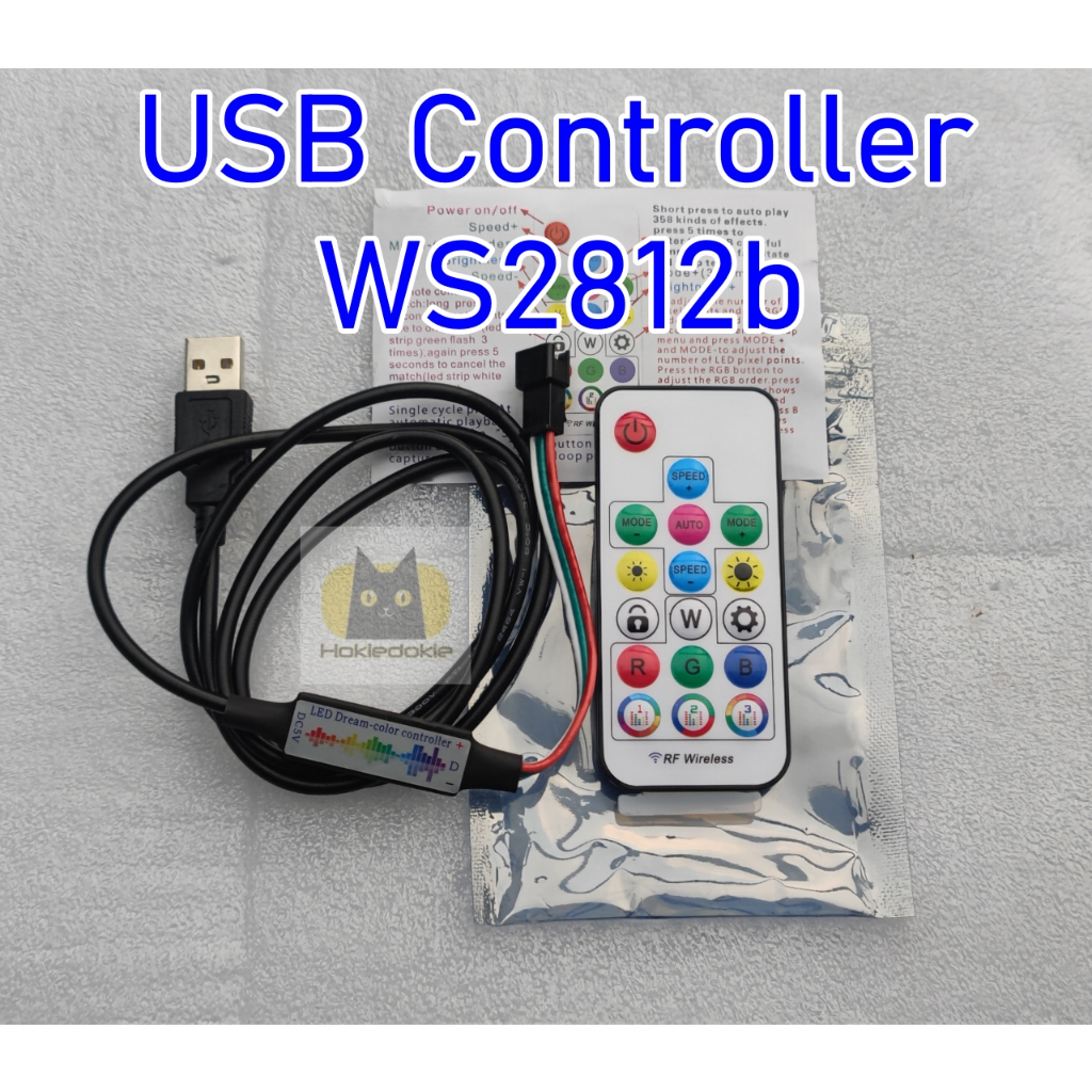 USB Remote Controller WS2812b RGB led strip suara musik VU equalizer