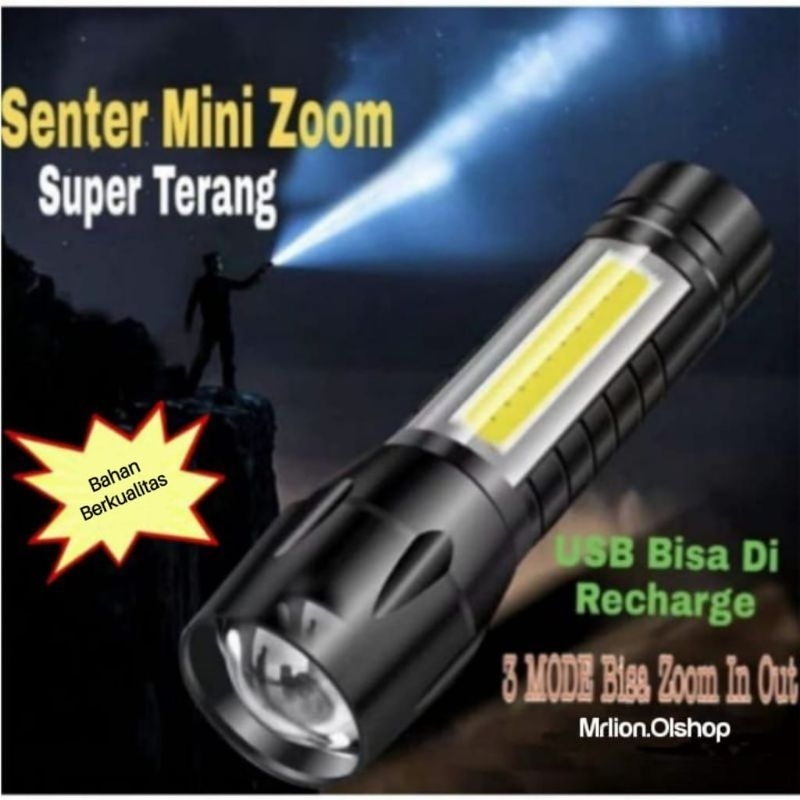 Senter Swat COB Zoom Rechargeable Super Terang⭐Mrlion⭐