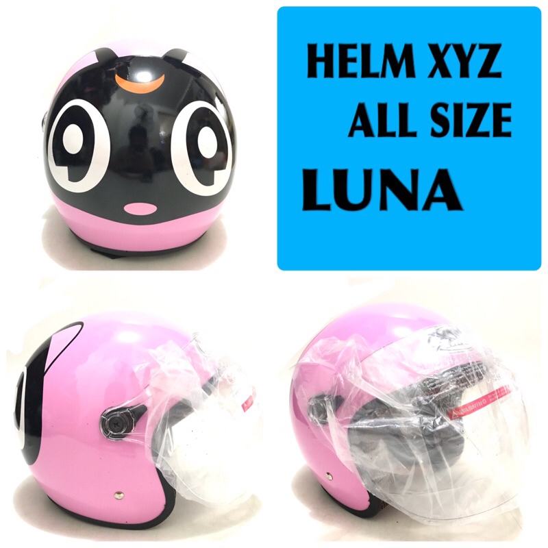 Helm XYZ Karakter Luna Cat Pink Helm All Size Original XYZ Helm Karakter Lucu