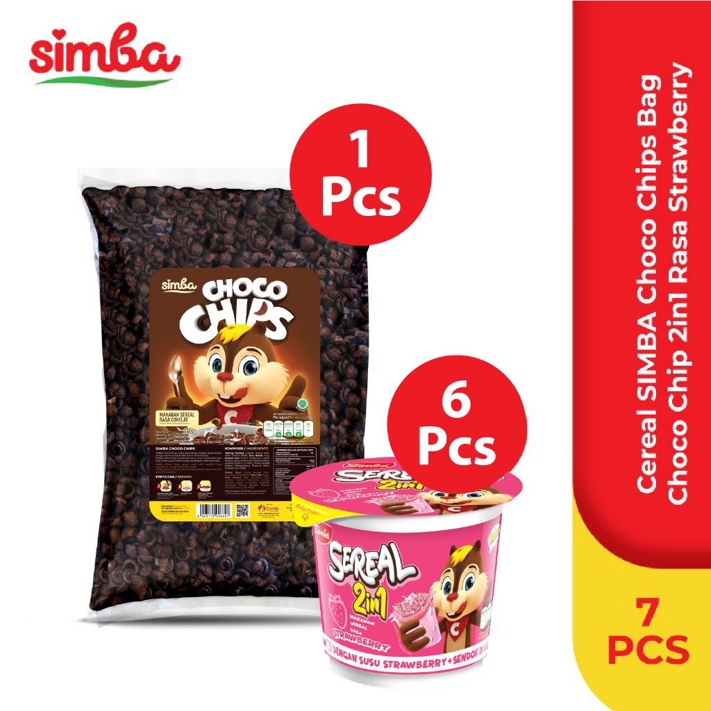 

Cereal SIMBA - 1 Choco Chips 950 gr + 6 Cereal 2in1 Rasa Strawberi 24 gr