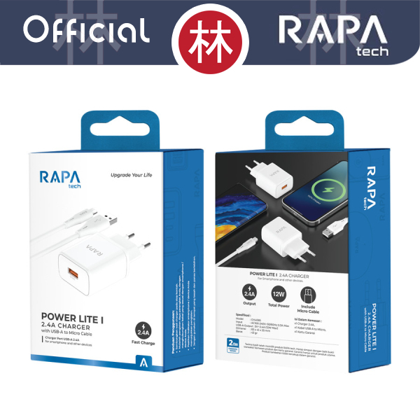 RAPAtech CH4085 - POWER LITE I 2.4A Charger 12W with A to Micro Cable