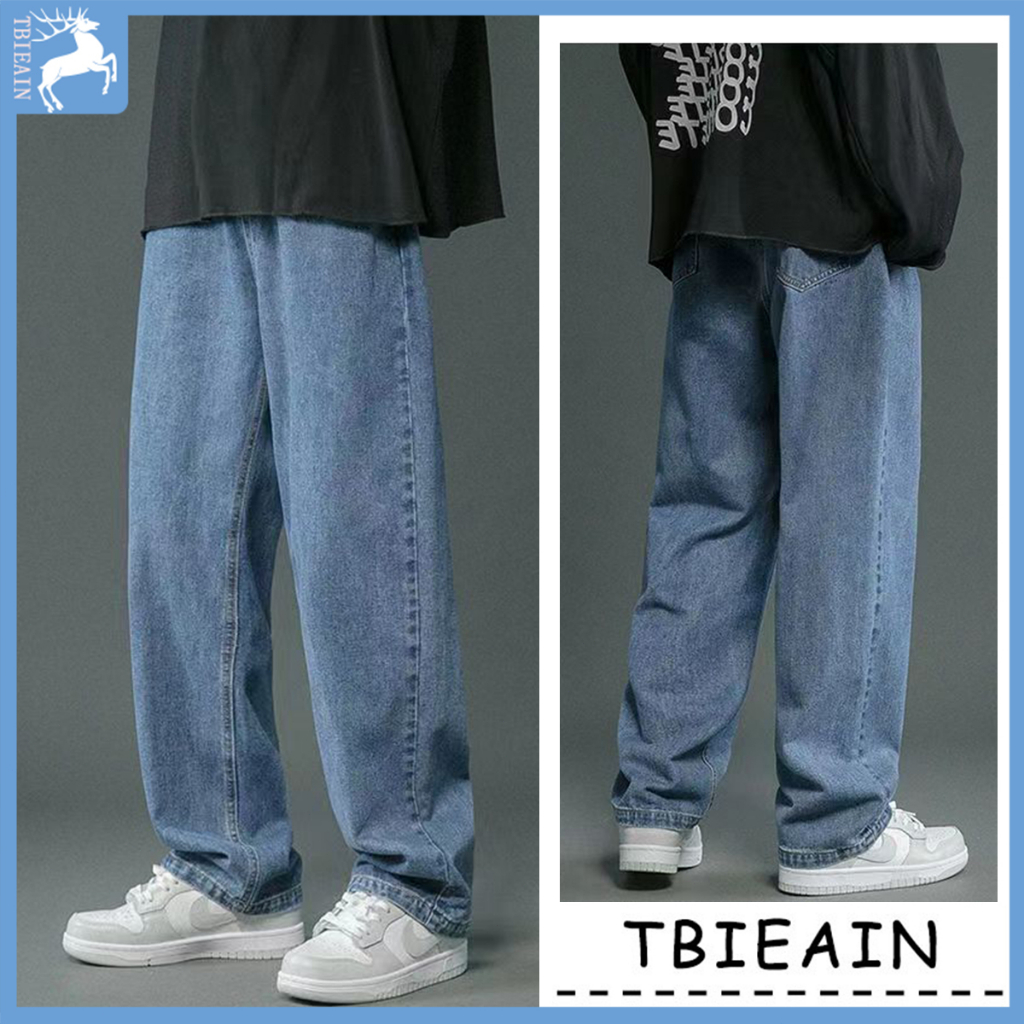 Jeans panjang pria Celana jeans pria biru Korean pria loose pants jeans